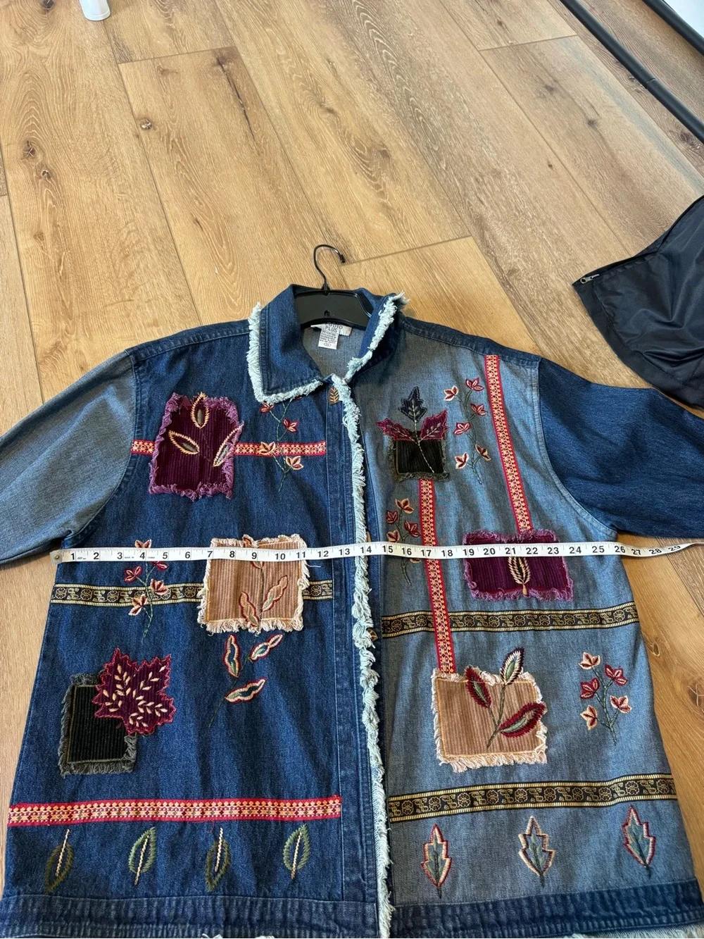 Sara Studio vintage patchwork embroidery denim jean chore jacket size 2X - Picture 7 of 7